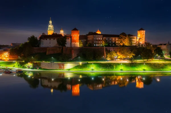 Castello Reale Wawel Notte Cracovia Polonia — Foto Stock