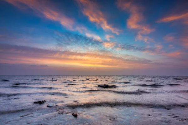 Belo Nascer Sol Junto Mar Báltico Gdynia Orlowo Polônia — Fotografia de Stock