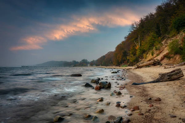 Balti Tenger Strand Gdynia Orlowo Napkeltekor Lengyelország — Stock Fotó