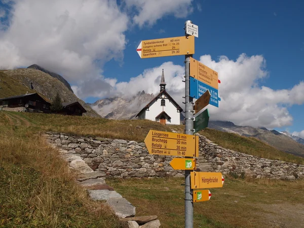 Walking path on the Belalp Stock Photo