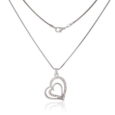 Silver chain and pendant in the shape of heart clipart