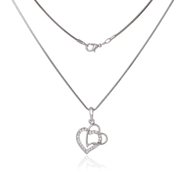 Silver chain and pendant in the shape of heart — Stock Photo, Image