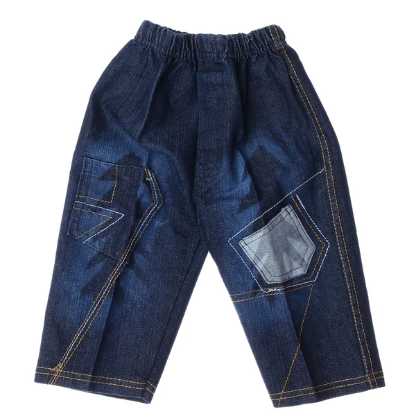 Ropa para niños - jeans aislados sobre fondo blanco . — Foto de Stock