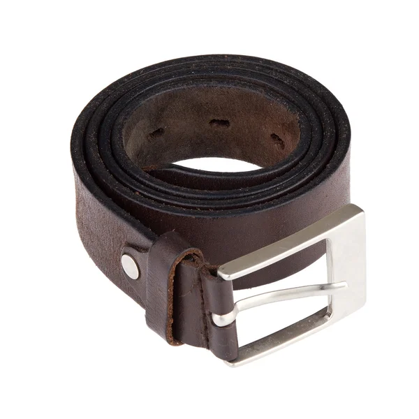 Cinturón de cuero sobre fondo blanco —  Fotos de Stock