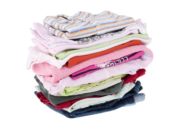 Pile of baby clothes isolated on white — Stock Photo, Image