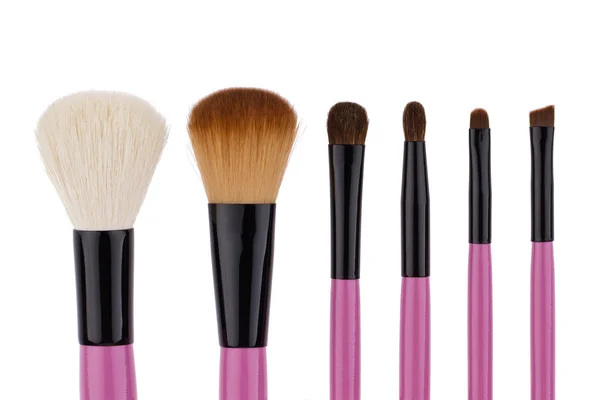 Set van borstels voor make-up geïsoleerd op witte achtergrond — Stockfoto