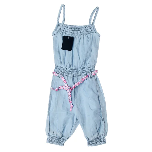 Vestiti in denim per bambini su sfondo bianco — Foto Stock