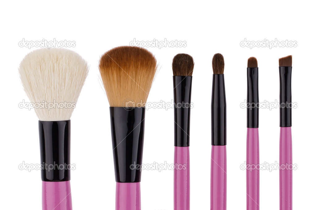 Set of brushes for makeup isolated on white background