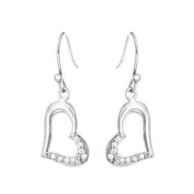 Silver earrings in the shape of heart clipart