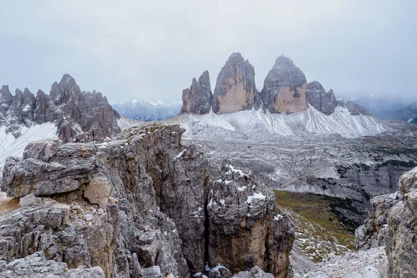 Uitzicht Beroemde Tre Cime Toppen Van Berg Toblinger Knoten Nationaal — Stockfoto