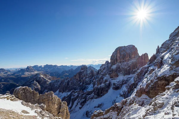 Panoramisch Uitzicht Beroemde Toppen Van Dolomieten Provincie Belluno Dolomiti Alpen — Stockfoto