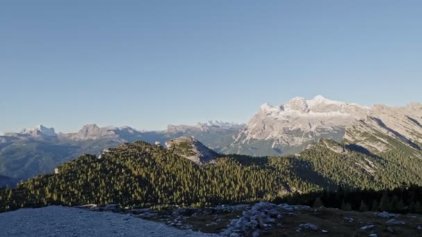 Grupo Montanha Tofana Com Pico Mais Alto Tofana Rozes Dolomites — Vídeo de Stock