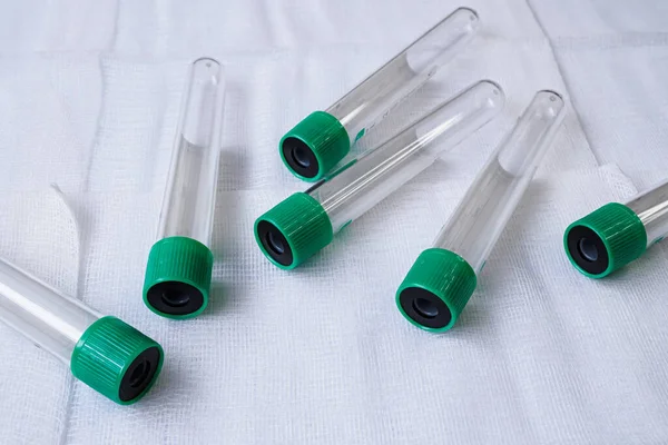 Plastic Test Tubes Caps Collection Samples Blood Sampling Tubes — Fotografia de Stock