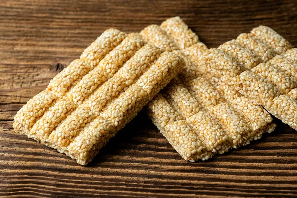 Sesame Lanche Doce Barra Mel Semente Gergelim — Fotografia de Stock