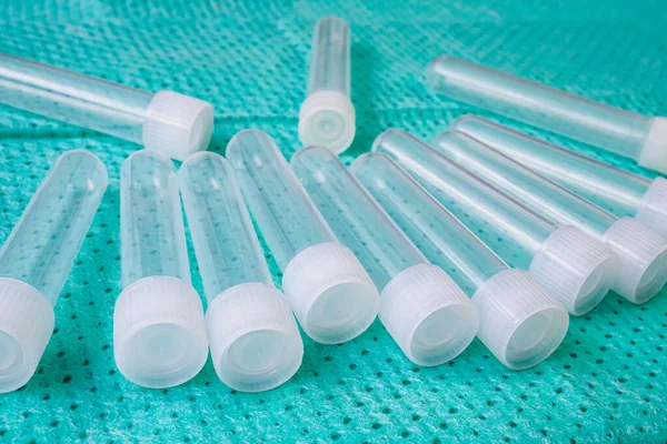 Plastic Test Tubes Caps Collection Samples Sampling Tubes Laboratory Examination Fotos De Bancos De Imagens Sem Royalties