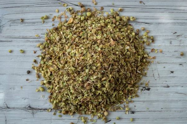 Raw Dried Green Oregano Spice Origanum Vulgare — Stock Photo, Image