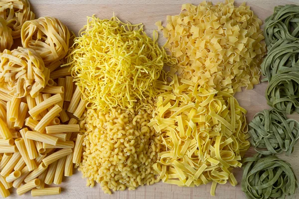 Layout Italian Raw Pasta Different Types Shapes Pasta — Stock Photo, Image