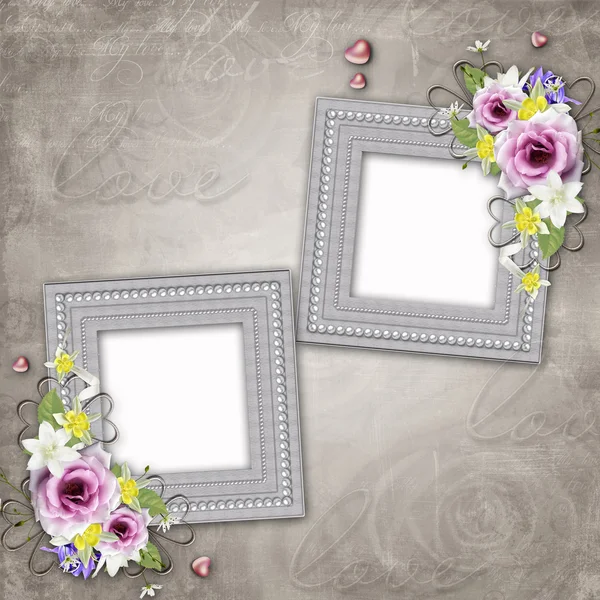 Vintage elegant frames with rose — Stock Photo, Image