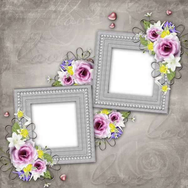 Vintage elegant frame with rose — Stock Photo, Image