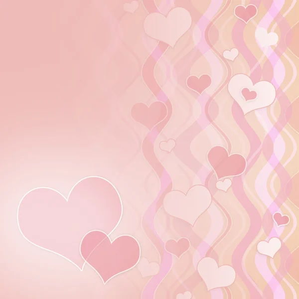 Pink abstract background with waves and hearts — Stock Photo, Image