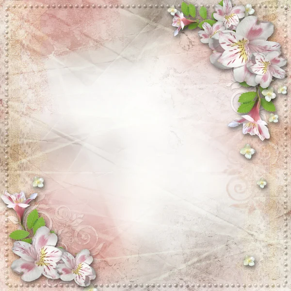 Jahrgang Hintergrund mit Blumen für Gratulationen ein — Stockfoto
