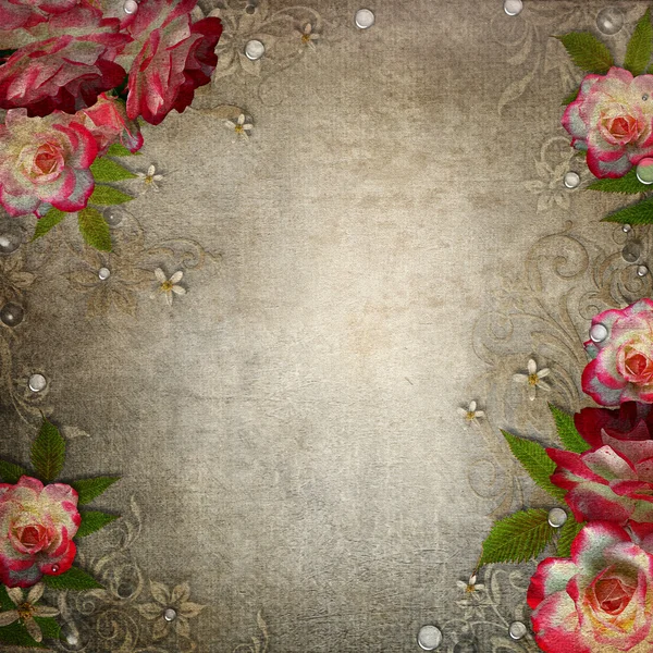 Grunge abstrakter Hintergrund mit Rosen — Stockfoto