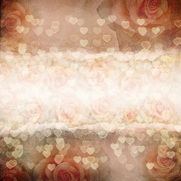 Vieux fond de papier déchiré. Texture avec une rose — Photo