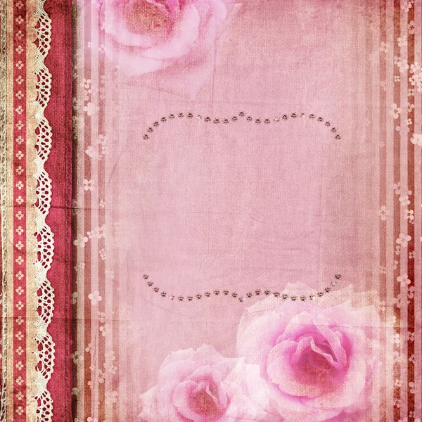 Pochette d'album vintage avec roses, dentelle, diamants — Photo