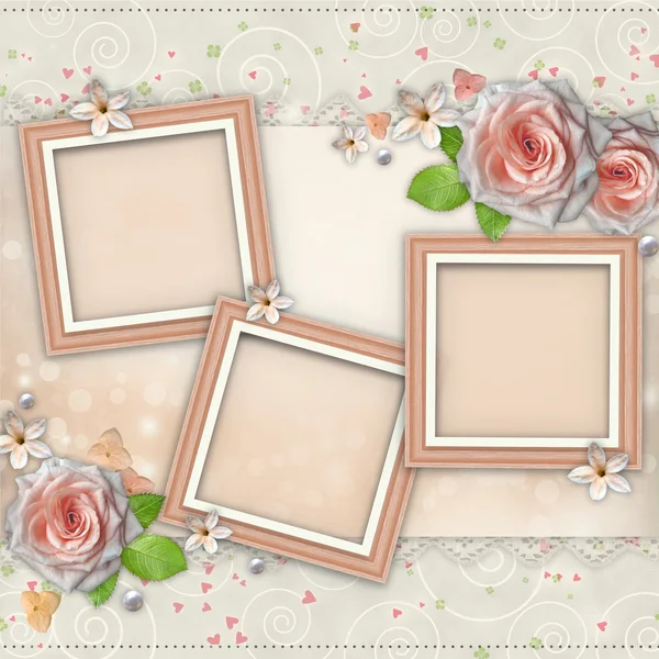 Cartão de Dia de Casamento de congratulação com rosas — Fotografia de Stock