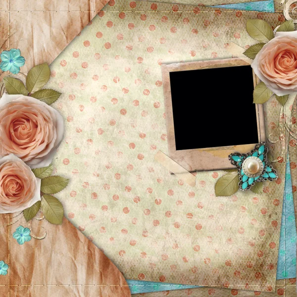 Tarjeta de felicitación con hermosas rosas —  Fotos de Stock