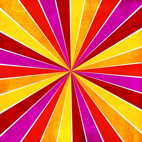 Colorful yellow, pink, orange and red ray sunburst style abstrac — Stock Photo, Image