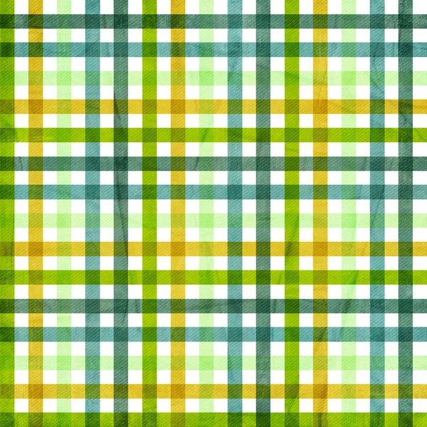 Sfondo plaid tessile in verde, blu, giallo — Foto Stock