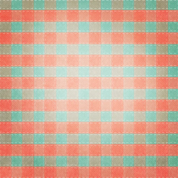 Retro brightly colored green, red and white plaid textile fabric — Stock Photo, Image