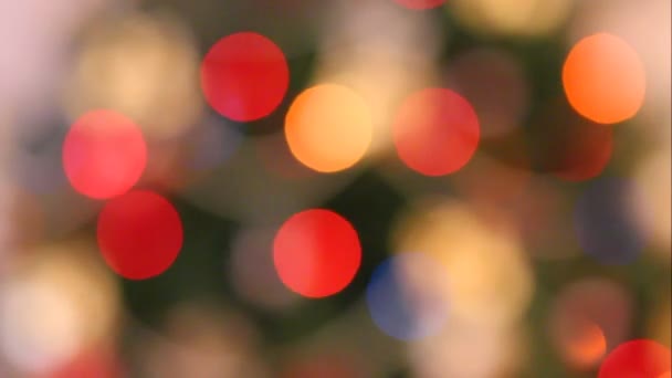Foco cremalheira luzes de Natal fundo — Vídeo de Stock