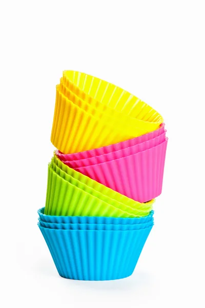 Baking silicone cups for cupcakes or muffins — Stock Photo, Image