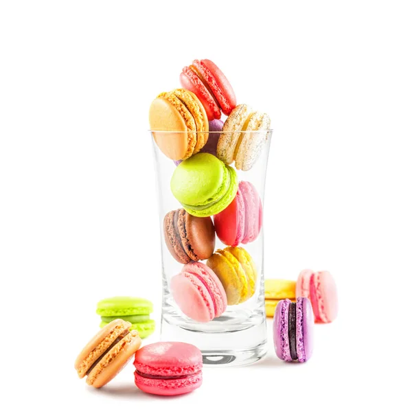 French colorful macarons in a glass — Stock Photo, Image