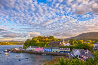 View on Portree, Isle of Skye, Scotland clipart