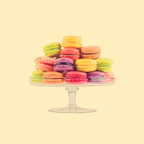 French colorful macarons in a glass — Stock Photo, Image