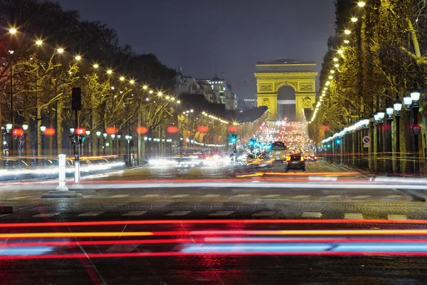 Champs-Elysees à noite, Paris — Fotografia de Stock