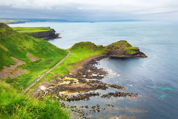 Solnedgang Steinsformasjonen Basalt Giants Causeway Port Ganny Bay Great Stookan – stockfoto