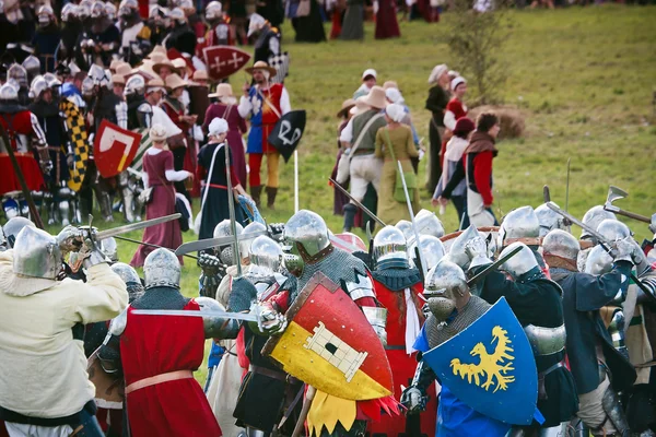 Exército de cavaleiros na Batalha de Grunwald reencenação — Fotografia de Stock