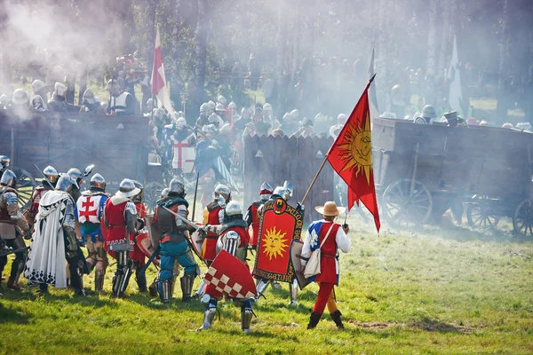 Teutonsen under attack vid slaget vid grunwald festival — Stockfoto