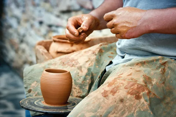 Pottery - Wheel Wedging Clay — Stock Photo, Image