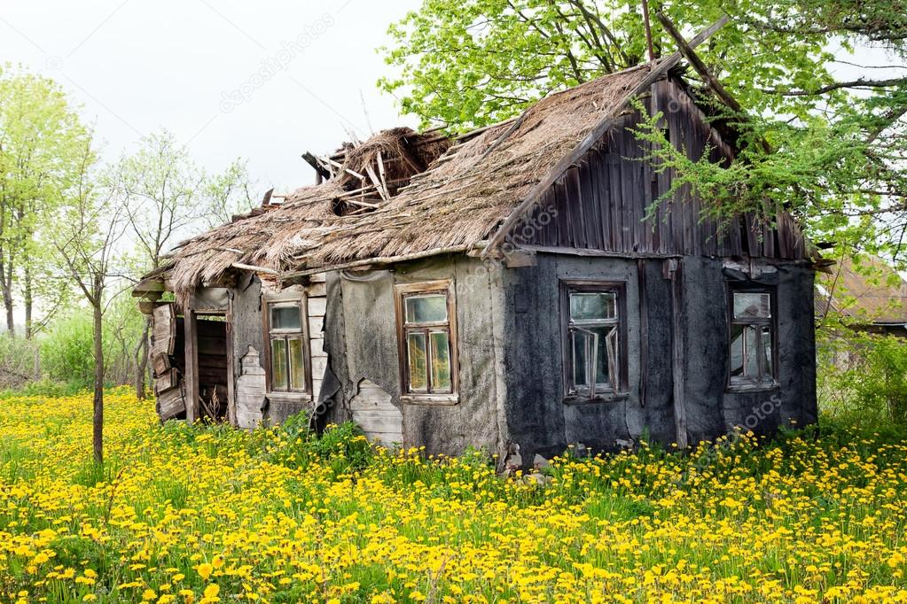 Wooden ramshackle cottage house