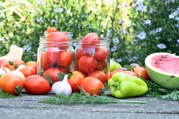 Evde konserve domates — Stok fotoğraf