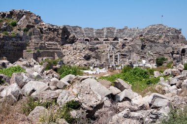 harabeler antik amfitiyatro Side, Türkiye
