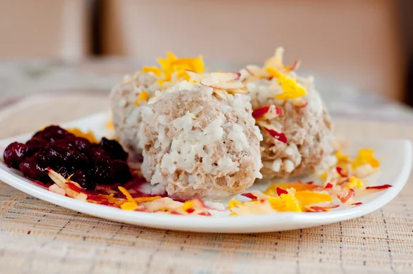 Meatballs with cranberry sauce — Stock Photo, Image