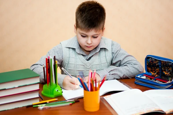 Boy learns at home — Stock Photo, Image