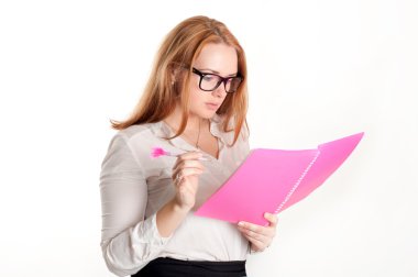 Kız açık pembe klasörü