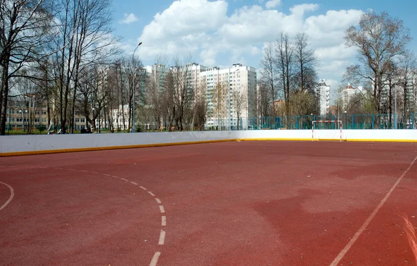 Fußballplatz mit Sportübertragungen — Stockfoto